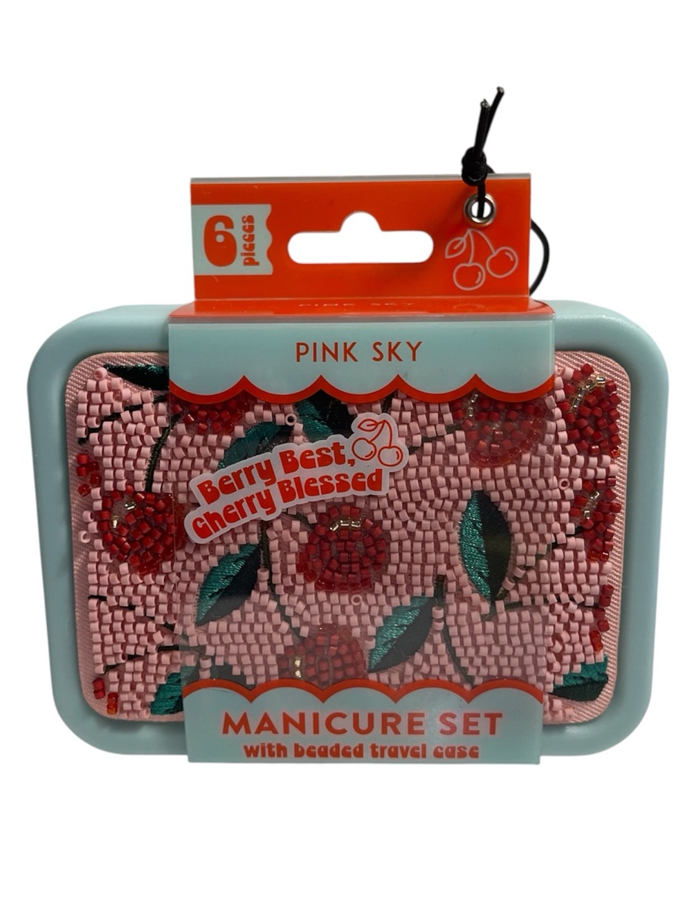 Pink Sky Beaded Cherry 6 Piece Manicure Set - NWT **